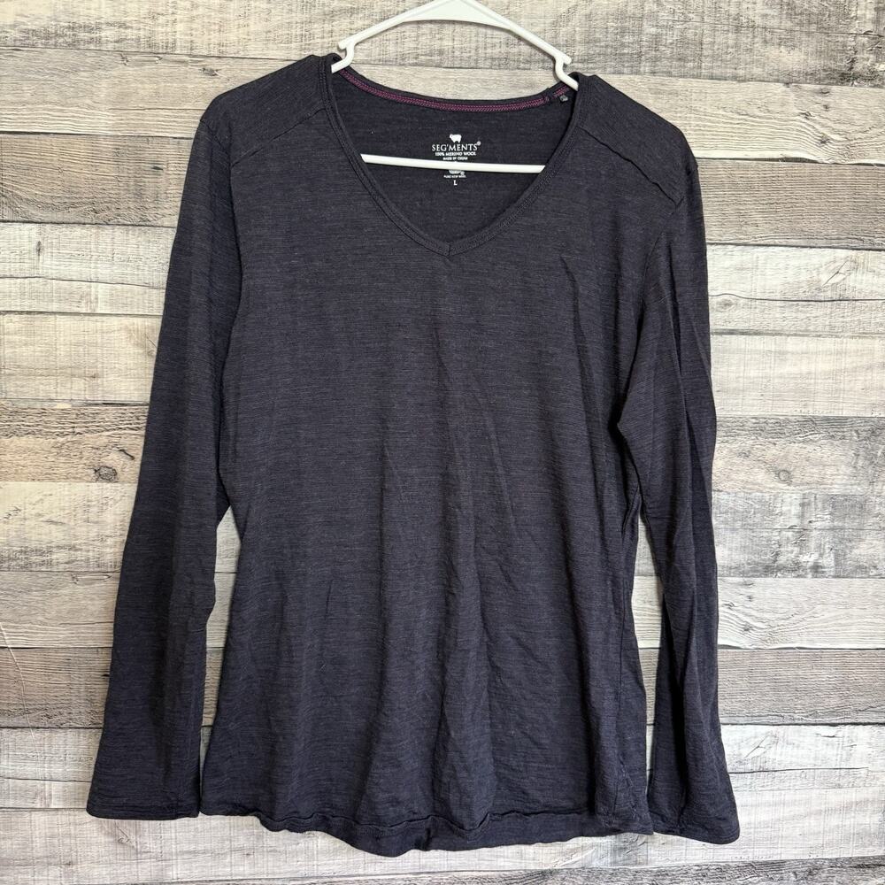 Seg'ments Shirt Women's L Purple Merino Wool Long Sleeve Top Tee Base Layer